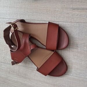 Express brown strappy sandals flats 8